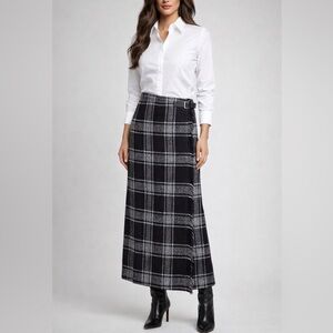 Vintage Wool Wrap buckle Maxi Skirt Talbots Size 8